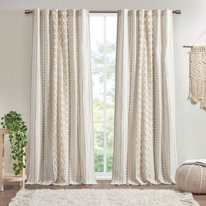 Ink+Ivy - 1pc 50"x84" Room Darkening Imani Lined Curtain Pan Ivory